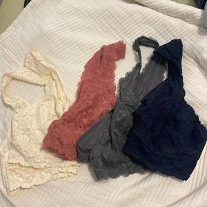 BUNDLE OF BRALETTES (rose, cream, grey, and navy blue)